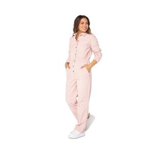 Celebrity Pink Light Pink Button-Up Corduroy Jumpsuit